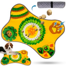 POWZOO Sniffing Rug for Dogs, Sniffing Toy, Washable, Foldable, Smelling Training Mat, Dog Sniffing Rug, Intelligence Toy for Dogs and Cats, Stress Relief (70 x 51 cm, Orange Yellow)