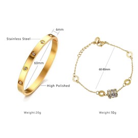 Vbvbip 18K Gold 316L Stainless Steel Bracelet for Women - Charm Bangle Jewelry Set, Hypoallergenic & Rust-Resistant, for Mother's Day, Birthday