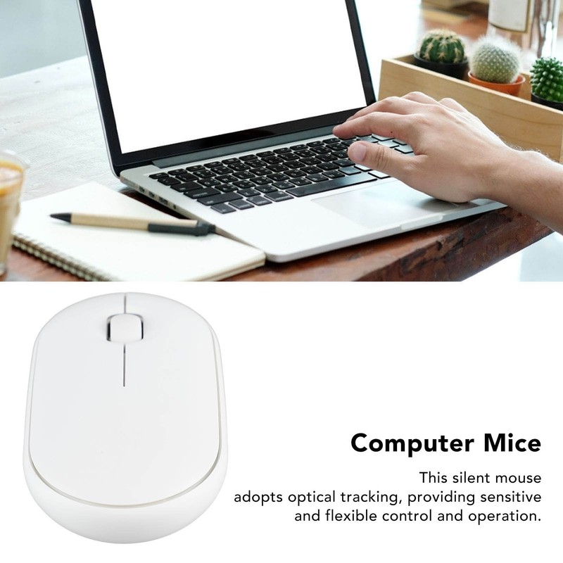 Wireless Mouse White 2.4G BT Mode Ultra Slim Silent Optical