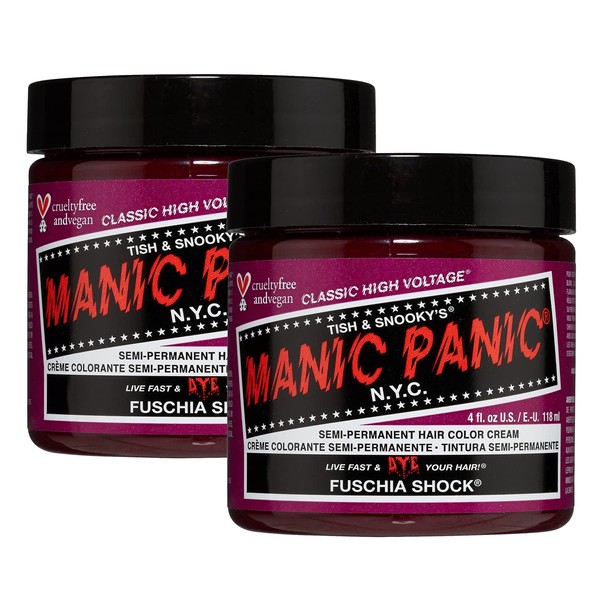 Manic Panic Semi-Permanent Hair Color Cream - Fuschia Shock 4oz"Pack of 2"