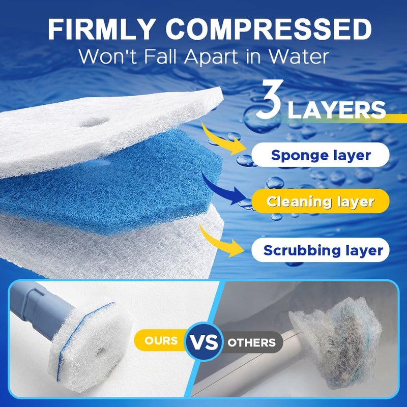 ROUNDSQUARE Disposable Toilet Bowl Cleaner with 12 Disinfecting 5X Power