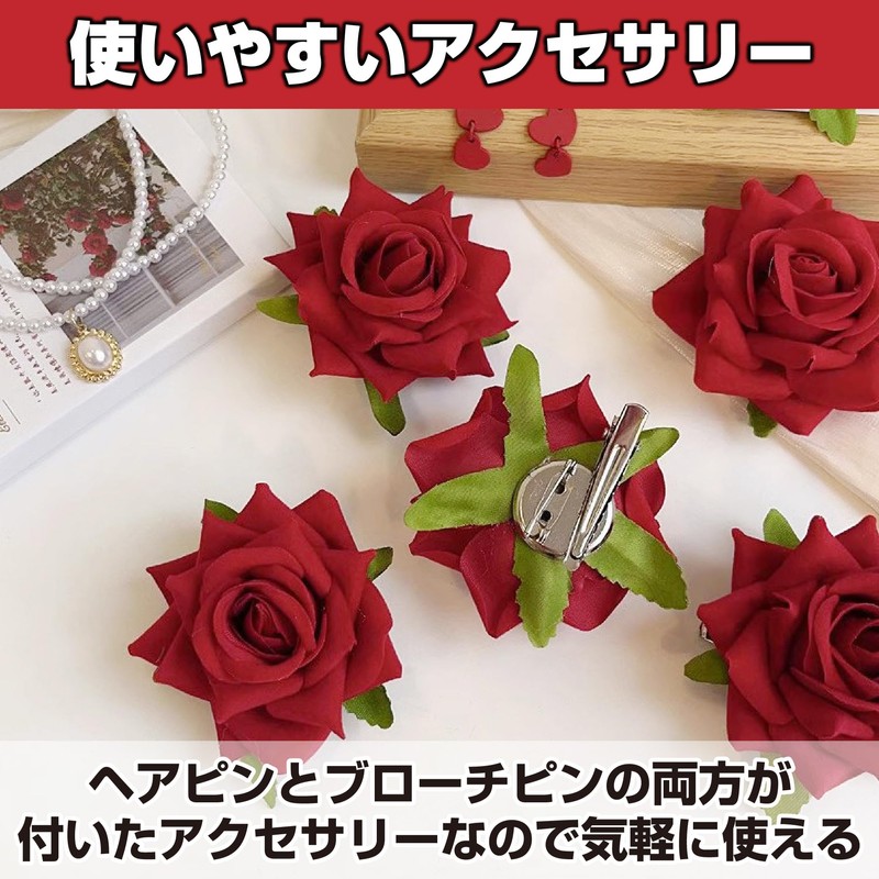 HAMILO Rose Flower Hairpin Hair Brooch Bride Bridal Decor (Set