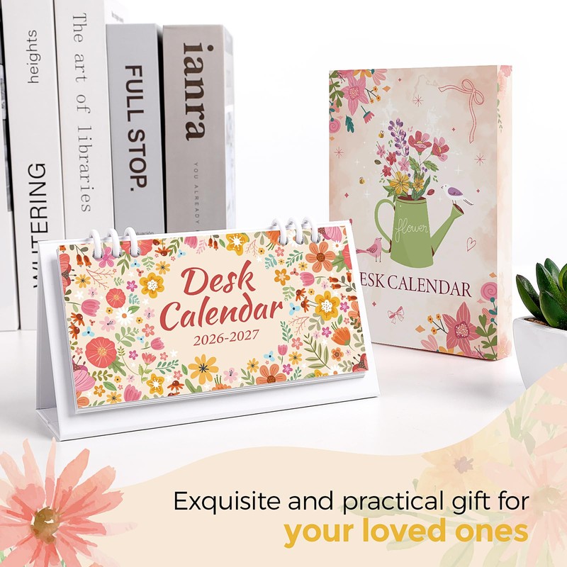 KONVINIT Small Desk Calendar 2026-2027, Pink Desk Calendar 2026 -