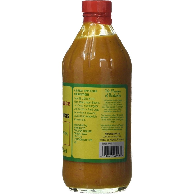 Bajan Windmill Barbados Hot Yellow Pepper Sauce - 480ml/17 oz