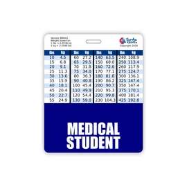 Medical Student Badge Buddy Horizontal w/Height & Weight Conversion Charts (Oversized, Navy)