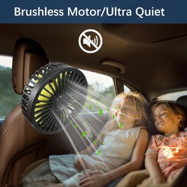 Car Seat Fans for Backseat Kids, USB Powered Car Backseat Fan for Car Rear Seat Baby Kids(No Battery)