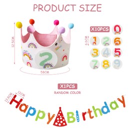 TYGFRT 1 Piece Birthday Hat, 1 Piece Birthday Flag, Birthday Decoration, Crown Hat, Interchangeable Birthday Hat, Festa Birthday Hat