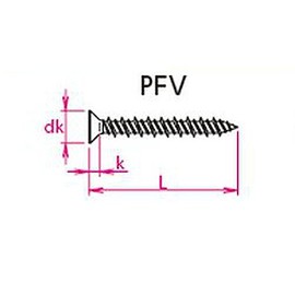 Sanko Techno PFV-438 (54-423) Pless Anchor Countersunk Head Screw Diameter 0.2 x 1.5 inches (4 x 38 mm), Pack of 100