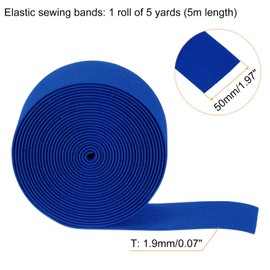 QUARKZMAN Pack of 5 5 Metres Sewing Elastic Bands 2 Inch 50 mm Wide Flat Knitted Stretch Elastic Band for DIY Projects Crafts, Deep Blue