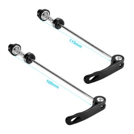 Amexo Set of 2 Bicycle Quick Release, 115 mm Front Wheel and 160 mm Rear Wheel Quick Release Bicycle Axle Set MTB Quick Release for Road Bike Mountain Bike