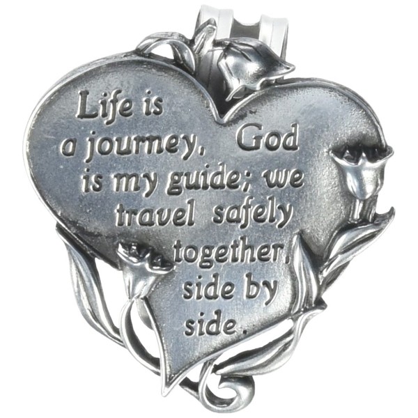 Cathedral Art (Abbey & CA Gift Heart Visor Clip, Life is a Journey, Silver, 2 2.25