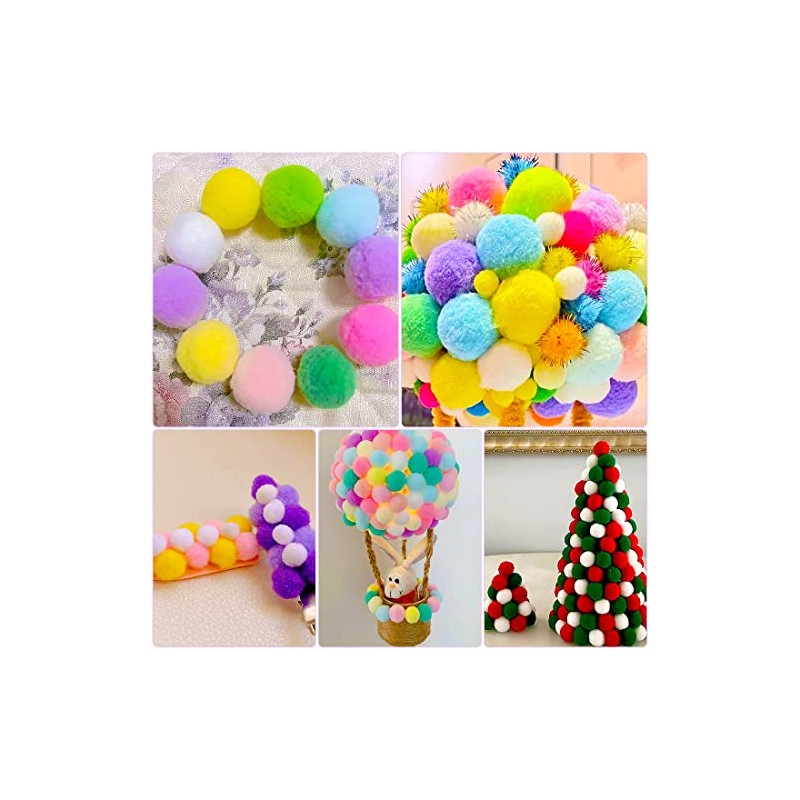 Bundooraking Pom Poms, 0.4inch (1cm), 2000pcs White for Crafts