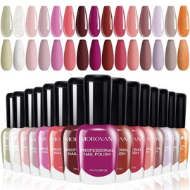 Morovan Fingernail Nail Polish Set: 15 Color Pink Air dry Regular Quick dry Nail Polish Pack 0.25oz Nail Polish Kit Gift for Women