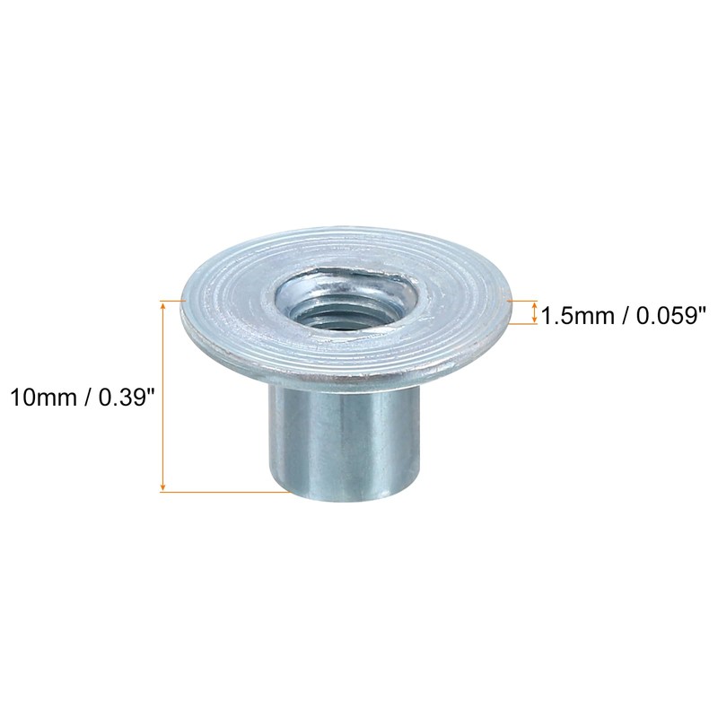 uxcell M6 T-Nuts, 12pcs Carbon Steel Tee Nut Round Base