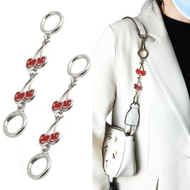 2 PCS Cherry Link Purse Making Strap Extender, 5.19Inch Bag Chain Handbag Strap Pendant Charms Women's Bag Clutch Strap Extension Alloy Swivel Clasps Bag Strap Accessories Replacement Purse