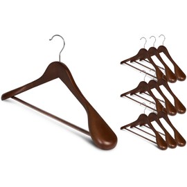 StorageWorks Wooden Hangers 10 Pack, Extra Wide Shoulder Wood Coat Hanger for Coats, Shirts, Jackets, Pants, Suits, Light Walnut Color