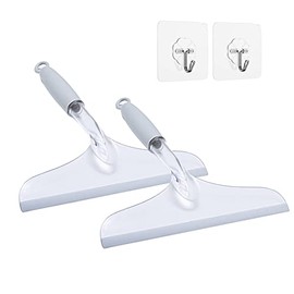 Shower Squeegee for Shower Glass Door, Rubber Squeegee for Bathroom Tile and Mirror, Plastic Window Cleaner Tool, 2 Pack
