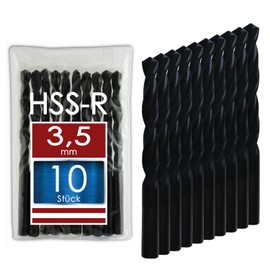 WELIQU HSS-R Twist Drill Bit Diameter 3.5 mm Roll-Rolled Metal Drill Bits for Steel, Aluminium, Brass, NE Metal, Casting, PVC, Pack of 10