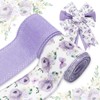 JarThenaAMCS Spring Butterfly Floral Wired Edge Ribbon Flower Purple Fabric