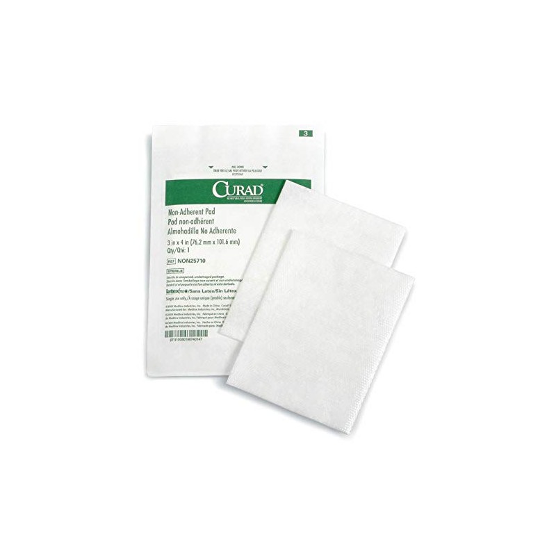 Curad Sterile Non-Adherent Pads (Pack of 100) for gentle wound