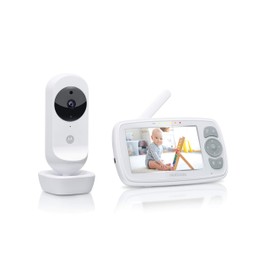 Motorola Nursery Ease 34 - Baby Monitor with Camera - 4.3 Inch Video Baby Monitor Display - Night Vision, Bidirectional Communication, Lullabies, Zoom, Room Temperature Monitoring - White