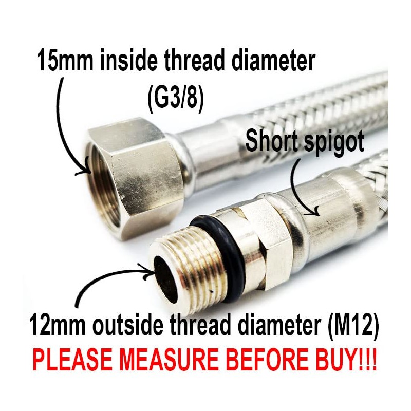 20cm Flexi Flexible Kitchen Basin MonoBloc Tap Connector Hose Pipe