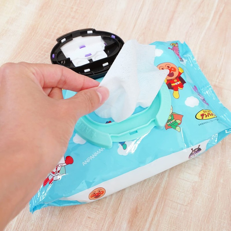 LEC Anpanman Wet Wipes Lid, Baikinman (Peel and Stick and