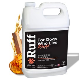 Ruff by Lillian Ruff No-Rinse Waterless Dog Shampoo Spray – Sandalwood Amber – Cleans, Conditions, Detangles & Deodorizes – Puppy & Cat Safe – USA Made (Gallon)