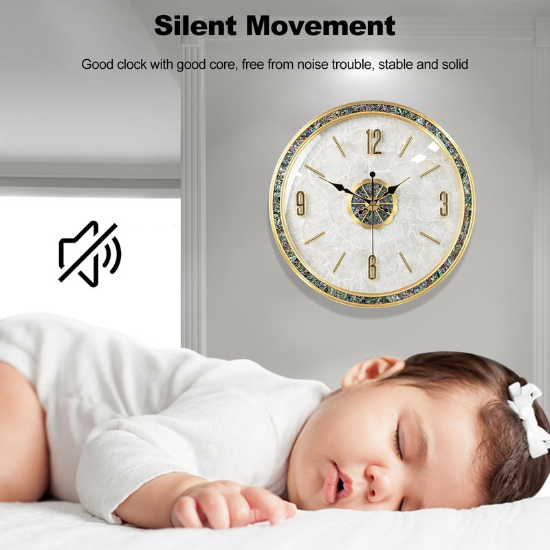 Ergocar Natural Shell Wall Clock, Creative Silent and Tick-Free Wall