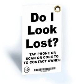 Tap and Share™ Smart Luggage Tag | NFC & QR Code Luggage Tag with Smart Passive Tracking 'Do I Look Lost' | 2 Pack | B&W