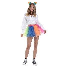 Zac's Alter Ego Fancy Dress Gay Pride Festival Rainbow Tutu & Cat Headband Set