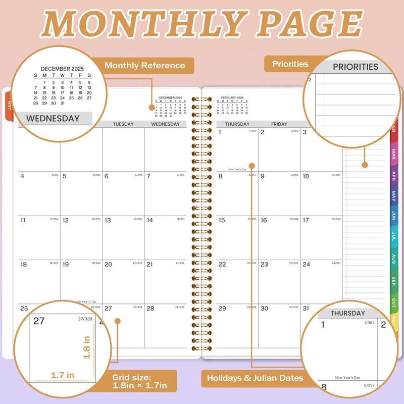 2026 Daily Planner - Appointment Book 2026, 9'' x 11'',