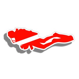 Silhouette Scuba Diver Down Flag Sticker Die Cut Printed Graphic for Dive Laptop Car Truck Bumper Window