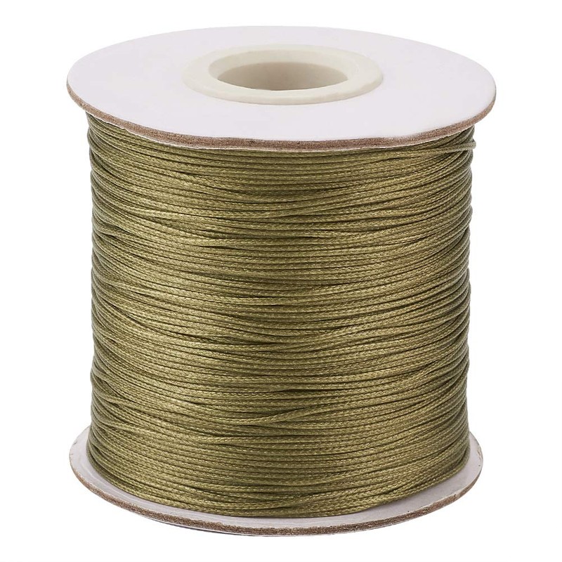 Cheriswelry 0.5mm Dark Khaki Polyester Cord with Spool for Jewellery