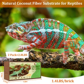 Riare Riare 2 Pack Natural Coconut Fiber Substrate for Reptile- Premium Compressed Coconut Husk Terrarium Bedding for Reptile, Tortoise, Frogs, Snakes Hermit Crabs, Burrowing Animals
