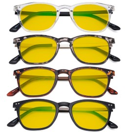 Eyekepper Multipack Amber tinted Blue Light Blocking Reading Glasses for Women Men Readers Computer Eyeglasses +1.25