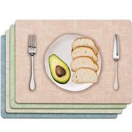 KIKIGOAL Manteles Individuales para Mesa, 4pcs Manteles Individuales de Piel Sintética, Tapetes para Mesa de Comedor Resistente al Calor, Lavables y Fácil Limpiar, 12" x 17"