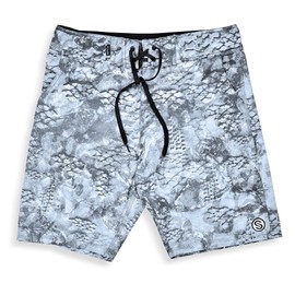 Scales Men's First Mates Quick-Drying Performance Fishing Boardshorts, Cool Grey Camo, 38