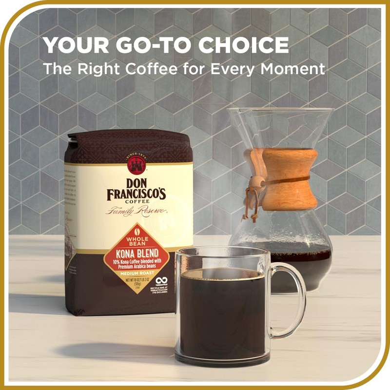 Don Francisco's Kona Blend Whole Bean Coffee, Medium Roast –