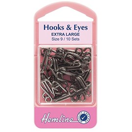 Hemline H401.9 Black/Brass Rust Proof Hook/Eyes Size 9 10 Sets in a Plastic Box