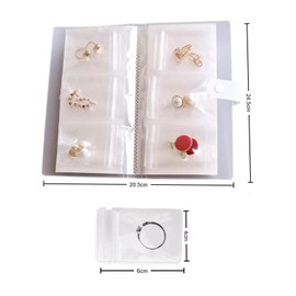 Clear Jewelry Anti Oxidation Bag, Space-Saving Jewellery Organiser, Packaging or Storage of Necklaces, Earrings, Bracelets, Ring, Brooches, Gift Idea, White (84 Grids + 50 PVC Bag)
