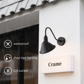 mirrea 8" Gooseneck Outdoor Sign Lighting Matte Black Barn Light for Storefront Signage Pack of 2