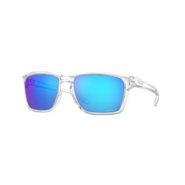 Oakley Men's Oo9448f Sylas Low Bridge Fit Rectangular Sunglasses, Polished Clear/Prizm Sapphire, 58 mm