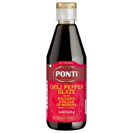 PONTI Chef Chili Pepper Balsamic Vinegar Glaze – Bold heat of Chili Peppers Balsamic Glaze Drizzle with Rich Sweetness - dipping sauce for appetizers - Excellent on pizzas and fried foods - 16.58 OZ