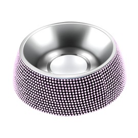 eing Dog Bowls, Stainless Steel Pet Bowls with Bling Rhinestones,Pet Bowls Food Water Feeder with Non-Skid Rubber Base for Puppy Cats Dogs (320ML,1 - Pack, Pink)
