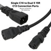 Single C14 to Dual 5 15R C13 Cord Short Power