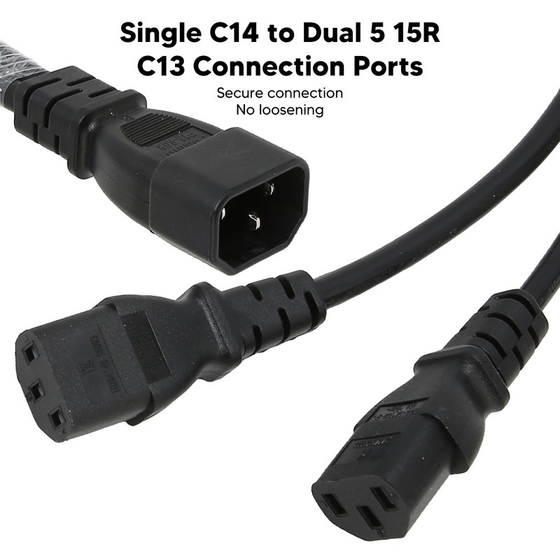 Single C14 to Dual 5 15R C13 Cord Short Power