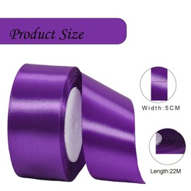 Satin Ribbon Purple 50 mm Wide Gift Ribbon Satin, 22 m Satin Ribbons Purple Thick Ribbon Decorative Ribbon Silk Ribbon Gift Wrapping Fabric Ribbon Gift Ribbons for Decorating Crafts Dress Wedding