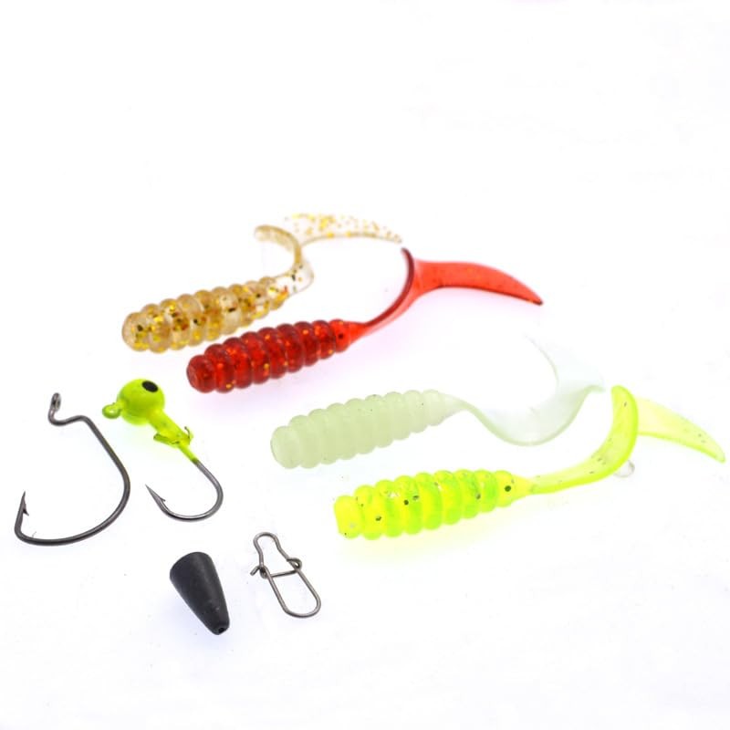 Steinn Rubber Fish Set with Hooks and Offset Jig Heads