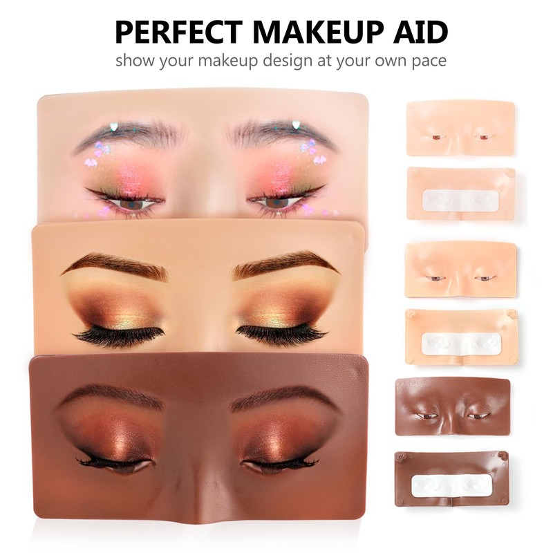 Laokiiy Makeup Practice Face Board, 3Pcs Realistic Silicone Eye Make